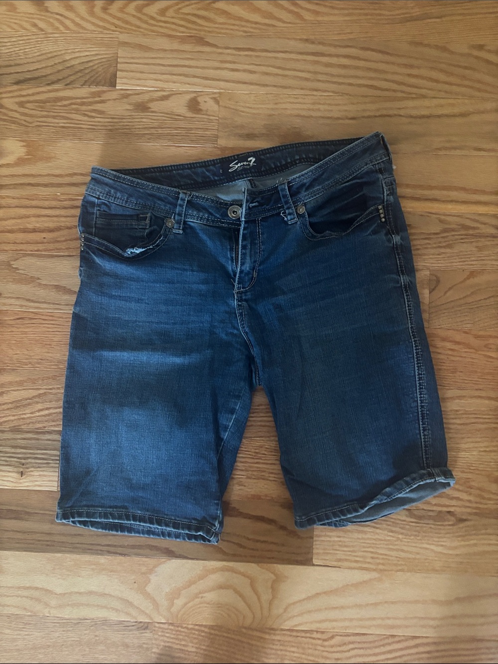 Seven7 Dark Blue Denim Bermuda Shorts